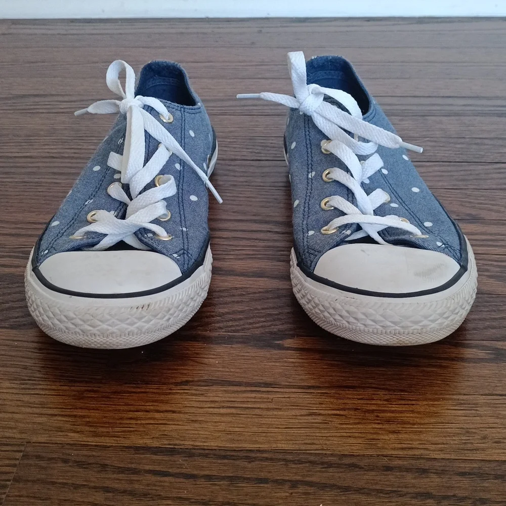 Kid's Converse All Star Blue with White Polka Dot Shoes